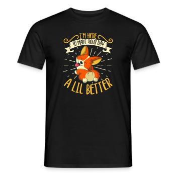 chien gallois corgi animal de compagnie chien amoureux chiot - T-shirt homme - noir - Devant - AI Model Male 178 light (178cm)
