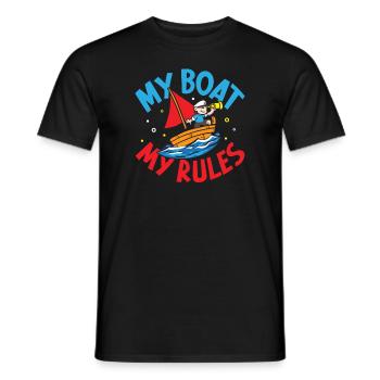 Bateau papa Capitaine Pontoon Sailor Croisière - T-shirt homme - noir - Devant - AI Model Male 178 light (178cm)