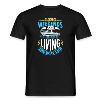 Bateau papa Capitaine Pontoon Sailor Croisière - T-shirt homme - noir - Devant - AI Model Male 178 light (178cm)