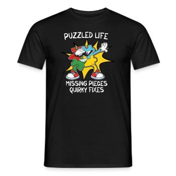 Puzzle Lover Jigzaw Puzzle Board Game Puzzler - Men's T-Shirt - black - Front - AI Model Male 178 light (178cm)