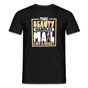 Postal worker mail lady postman mail - Men's T-Shirt - black - Front - AI Model Male 178 light (178cm)