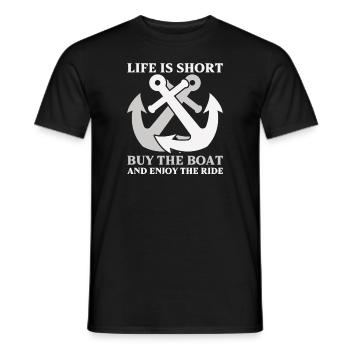 Bateau papa Capitaine Pontoon Sailor Croisière - T-shirt homme - noir - Devant - AI Model Male 178 light (178cm)