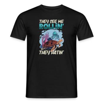 Boxer Boxing Turtle Turtles Sea Ocean Reptile - Männer T-Shirt - Schwarz - Vorne - AI Model Male 178 light (178cm)