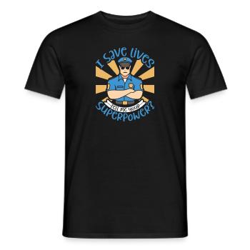 Police Policier Bureau de police - T-shirt homme - noir - Devant - AI Model Male 178 light (178cm)