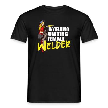 Female Welder Funny - Men's T-Shirt - black - Front - AI Model Male 178 light (178cm)