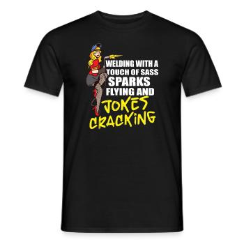 Female Welder Funny - Men's T-Shirt - black - Front - AI Model Male 178 light (178cm)