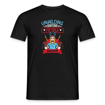 Female Welder Funny - Men's T-Shirt - black - Front - AI Model Male 178 light (178cm)