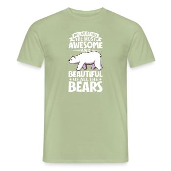 Polar Bear Global Warming Artic Seal hunting Ursus - Men's T-Shirt - sage - Front - AI Model Male 178 light (178cm)