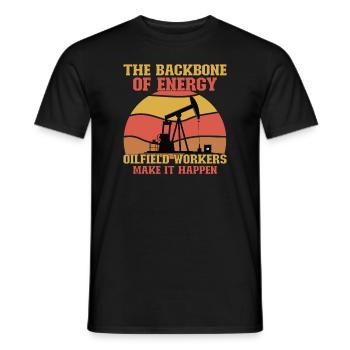 Oilfield Wife Roughneck Oil Drilling Frac crew - Men's T-Shirt - black - Front - AI Model Male 178 light (178cm)