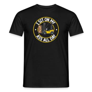 Chariot élévateur d’entrepôt de chariot élévateur - T-shirt homme - noir - Devant - AI Model Male 178 light (178cm)