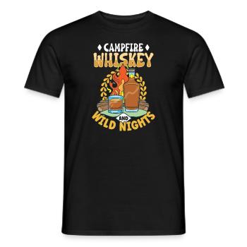 Campfire Nights Whisky Delights Outdoor Adventure - Men's T-Shirt - black - Front - AI Model Male 178 light (178cm)