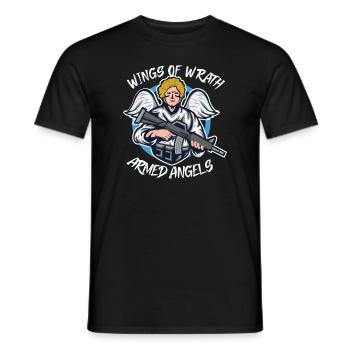Angry Angel Christianity God Jesus Avenging - Men's T-Shirt - black - Front - AI Model Male 178 light (178cm)