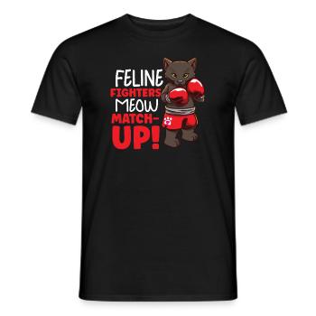 Katze Boxen Boxring Boxerhandschuhe Boxkämpfer - Männer T-Shirt - Schwarz - Vorne - AI Model Male 178 light (178cm)