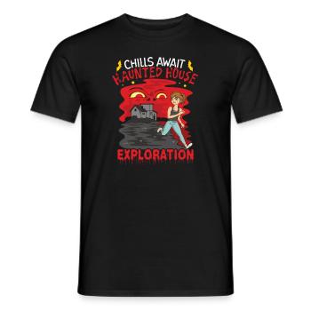 Horror Paranormales Spukhaus Gruseliges Halloween - Männer T-Shirt - Schwarz - Vorne - AI Model Male 178 light (178cm)