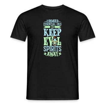 Huiles essentielles pour l’horreur d’Halloween. Essentiel - T-shirt homme - noir - Devant - AI Model Male 178 light (178cm)