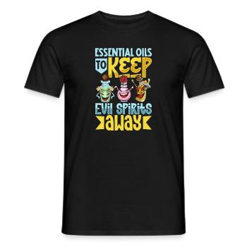 Essential oils for Halloween horror. Essential - Men's T-Shirt - black - Front - AI Model Male 178 light (178cm)