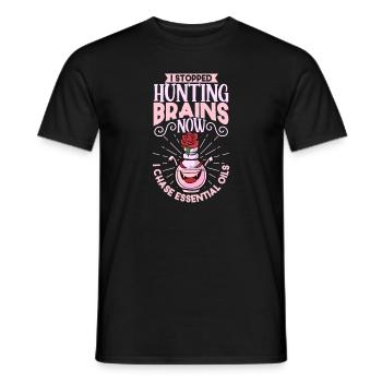 Huiles essentielles pour l’horreur d’Halloween. Essentiel - T-shirt homme - noir - Devant - AI Model Male 178 light (178cm)