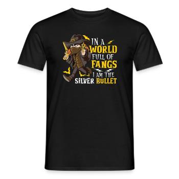Vampire Hunter, Undead Slayer, Stake and Cross - Men's T-Shirt - black - Front - AI Model Male 178 light (178cm)