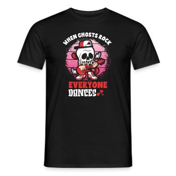 Funny Horror Spooky Guitar Guitarist Ghostly - Men's T-Shirt - black - Front - AI Model Male 178 light (178cm)