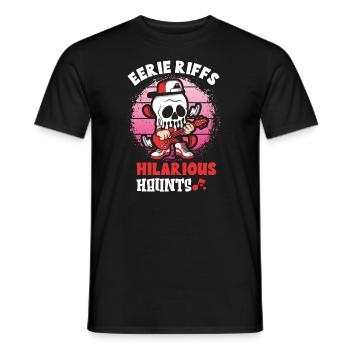 Funny Horror Spooky Guitar Guitarist Ghostly - Men's T-Shirt - black - Front - AI Model Male 178 light (178cm)