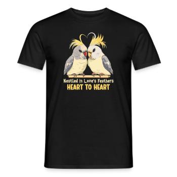 Saint-Valentin Tourterelles Motif Oiseau Romantique - T-shirt homme - noir - Devant - AI Model Male 178 light (178cm)