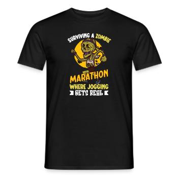 Funny Horror Zombie Marathon Jogging Runner - Men's T-Shirt - black - Front - AI Model Male 178 light (178cm)
