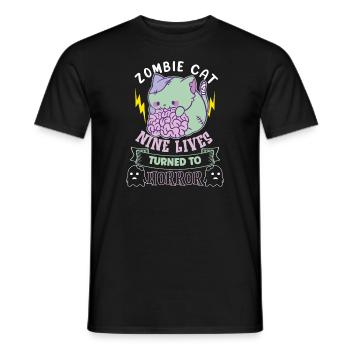 Zombie Cat Undead Kitty Horror Meow Creepy - Men's T-Shirt - black - Front - AI Model Male 178 light (178cm)