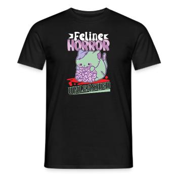 Zombie Cat Undead Kitty Horror Meow Creepy - Men's T-Shirt - black - Front - AI Model Male 178 light (178cm)