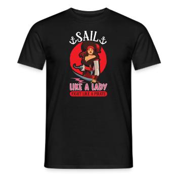 Pirate Pirate Ship Woman Pirate Captain - Men's T-Shirt - black - Front - AI Model Male 178 light (178cm)