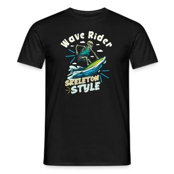 Lustiger Surfer, Der Skelett-strand-stoke-brandung - Männer T-Shirt - Schwarz - Vorne - AI Model Male 178 light (178cm)