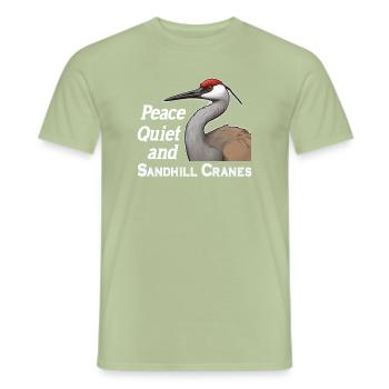 Sandhill Crane Lovers Bird Watching - Men's T-Shirt - sage - Front - AI Model Male 178 light (178cm)