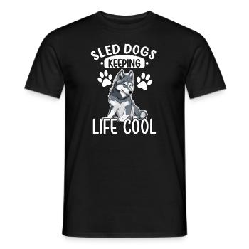 Chien de traîneau Huskie Alaska Sports d’hiver - T-shirt homme - noir - Devant - AI Model Male 178 light (178cm)