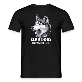 Chien de traîneau Huskie Alaska Sports d’hiver - T-shirt homme - noir - Devant - AI Model Male 178 light (178cm)