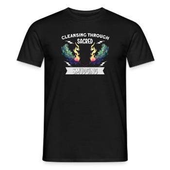 Smudge Sage Feder Spirituelle Hexerei Meditieren - Männer T-Shirt - Schwarz - Vorne - AI Model Male 178 light (178cm)