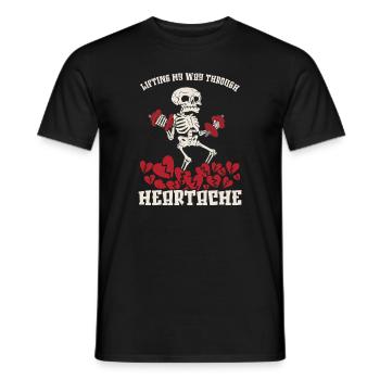 Gymnase de dynamophilie anti-Saint-Valentin avec cassé - T-shirt homme - noir - Devant - AI Model Male 178 light (178cm)