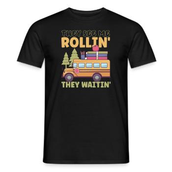 Funny School Bus Driver Appreciation anniversary - Men's T-Shirt - black - Front - AI Model Male 178 light (178cm)