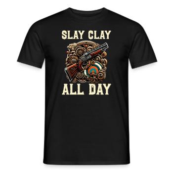 Clay Pigeon Shooting Clay Pigeon Shooting Shooting - Men's T-Shirt - black - Front - AI Model Male 178 light (178cm)