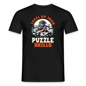 Puzzle Lover Jigzaw Puzzle Board Game Puzzler - Men's T-Shirt - black - Front - AI Model Male 178 light (178cm)