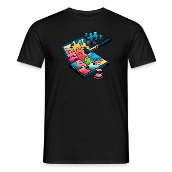Puzzle Lover Jigzaw Puzzle Board Game Puzzler - Men's T-Shirt - black - Front - AI Model Male 178 light (178cm)