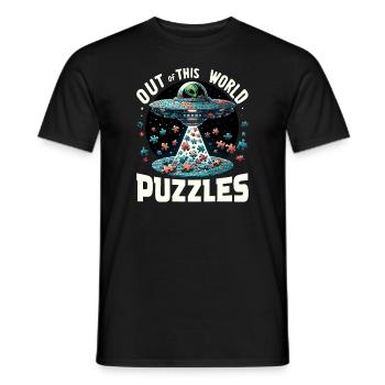 Puzzle Lover Jigzaw Puzzle Board Game Puzzler - Men's T-Shirt - black - Front - AI Model Male 178 light (178cm)