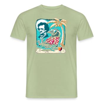 Edgar Allan Poe Fan, Classic Literature, - Men's T-Shirt - sage - Front - AI Model Male 178 light (178cm)