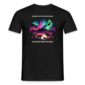 Aurora Aurora Tracker Alaska Wilderness - T-shirt homme - noir - Devant - AI Model Male 178 light (178cm)