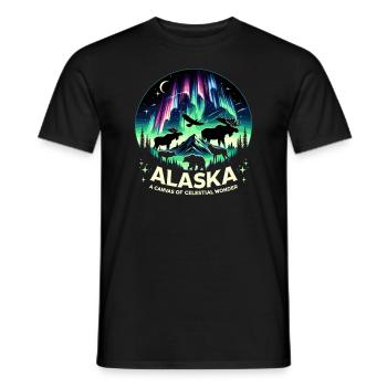 Aurora Aurora Tracker Alaska Wilderness - T-shirt homme - noir - Devant - AI Model Male 178 light (178cm)