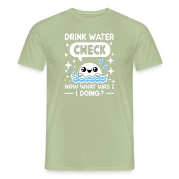 Hydratation Boire de l’eau Rester hydraté Hydratation - T-shirt homme - vert sauge - Devant - AI Model Male 178 light (178cm)
