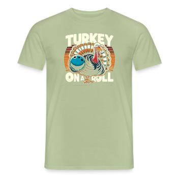 Drôle de bowling équipe bowler grève bowling club - T-shirt homme - vert sauge - Devant - AI Model Male 178 light (178cm)