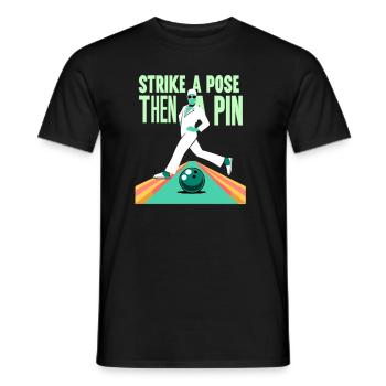 Funny bowling team bowler strike bowling club - Men's T-Shirt - black - Front - AI Model Male 178 light (178cm)
