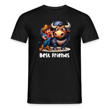 Rodeo Bull Riding Livestock Show Farmer Cattle - Männer T-Shirt - Schwarz - Vorne - AI Model Male 178 light (178cm)