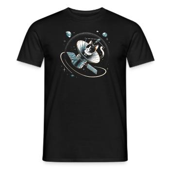 Katze Astronaut Astronomie Äußeres Sonnensystem - Männer T-Shirt - Schwarz - Vorne - AI Model Male 178 light (178cm)