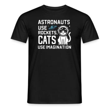 Katze Astronaut Astronomie Äußeres Sonnensystem - Männer T-Shirt - Schwarz - Vorne - AI Model Male 178 light (178cm)
