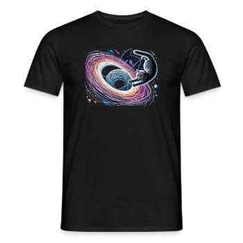 Katze Astronaut Astronomie Äußeres Sonnensystem - Männer T-Shirt - Schwarz - Vorne - AI Model Male 178 light (178cm)